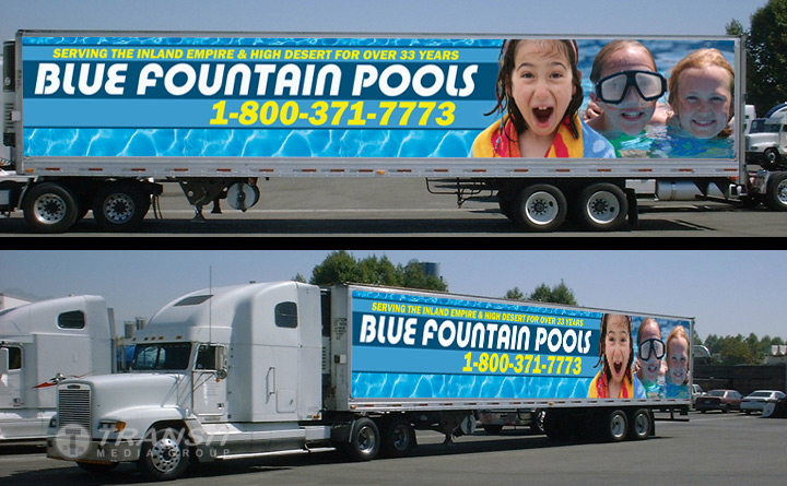 Blue Fountain Pools Truckside Advertising Campaign
