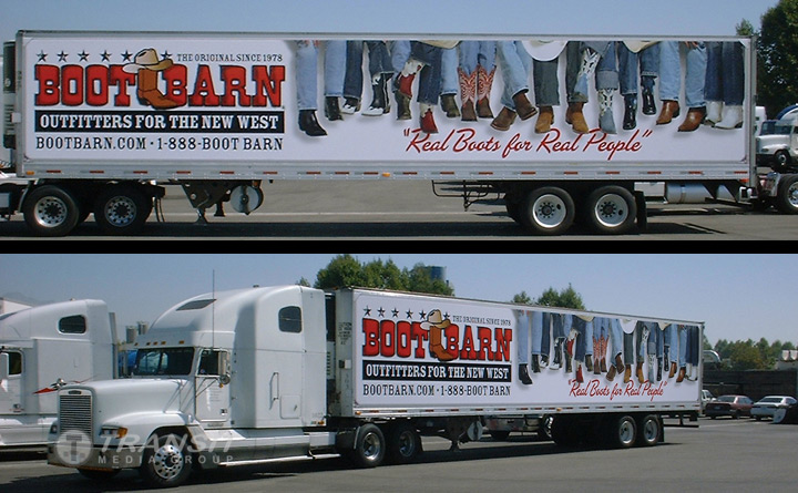 Boot Barn truckside advertising campaign