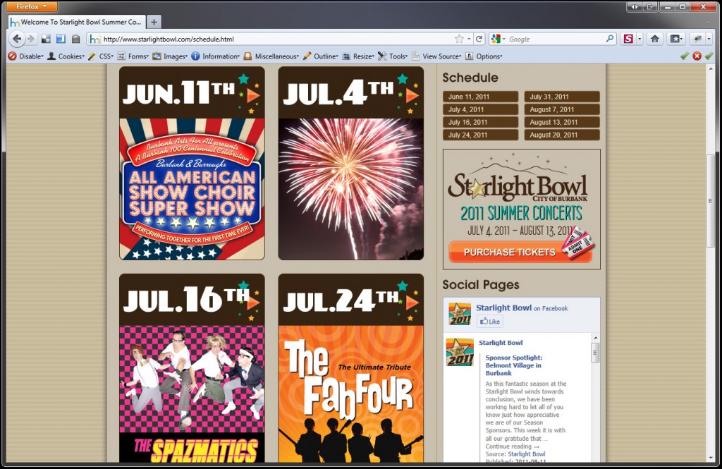 Starlight Bowl Schedule Page